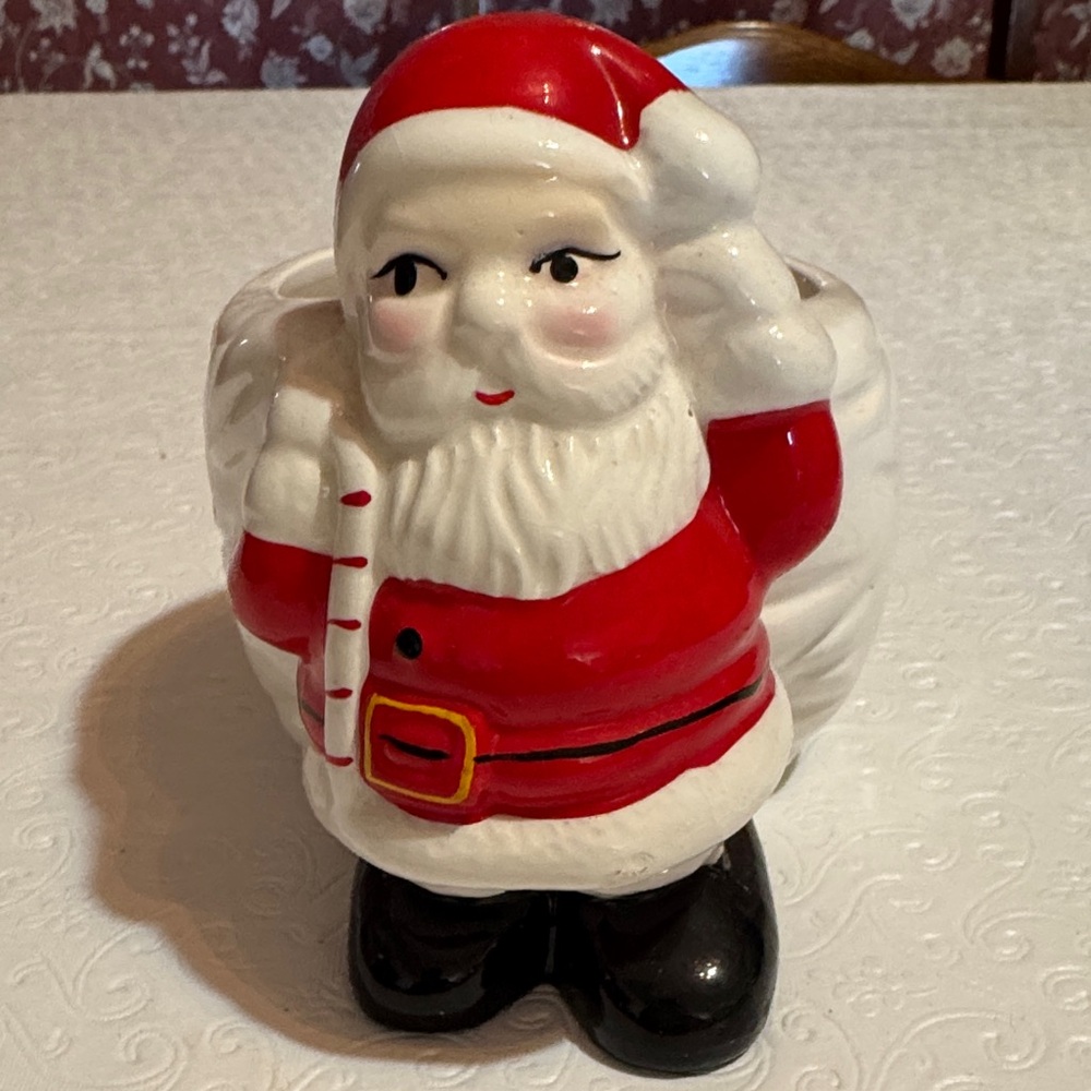 Festive Red and White Santa Figurine Planter